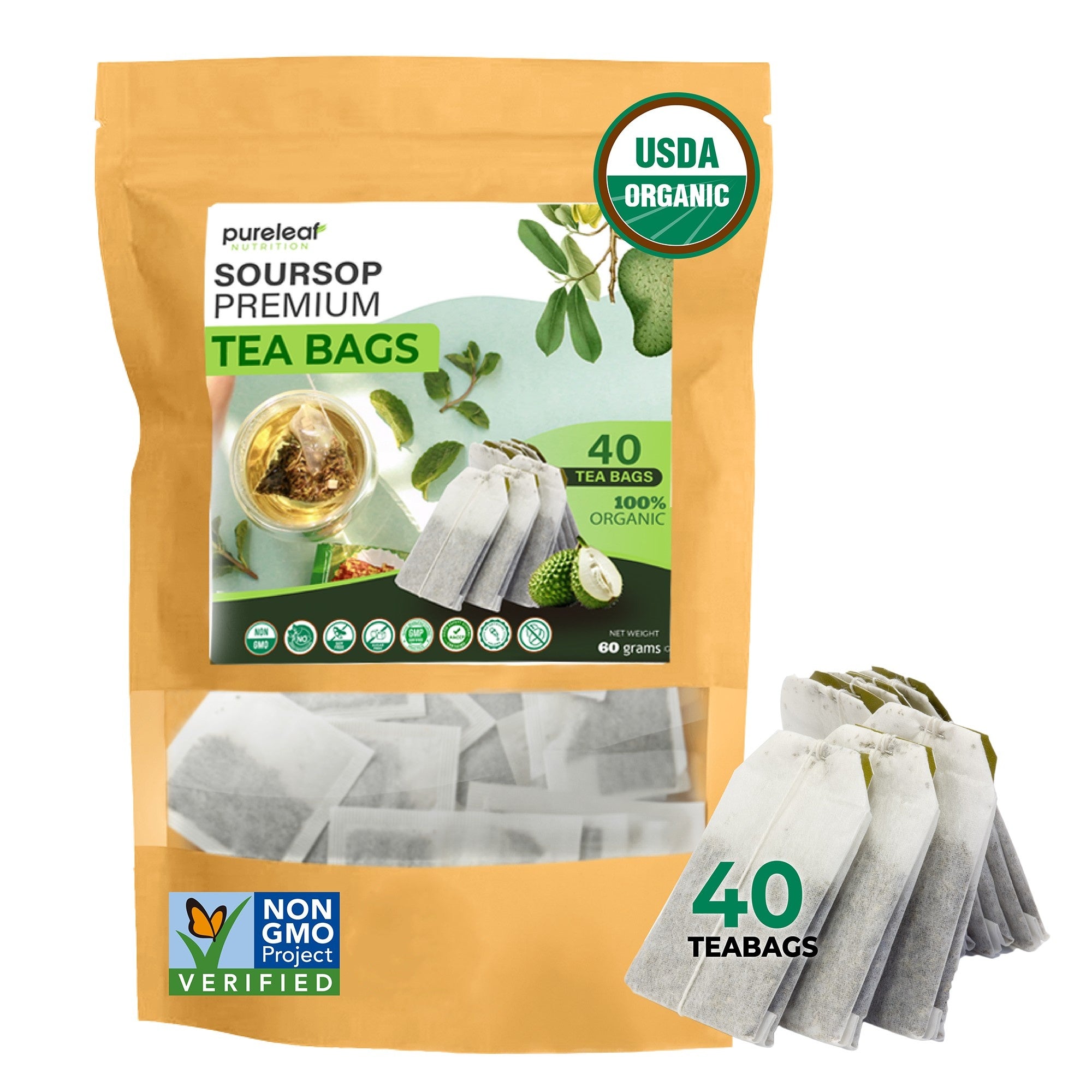 
      Buy Organic Soursop Leaves Tea Bags | PureLeaf Nutrition
